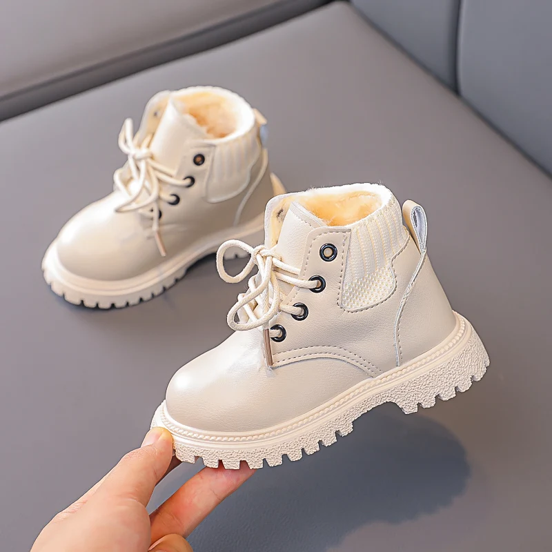 

Crianças sapatos casuais inverno outono crianças martin botas para meninos meninas de couro quente neve bota da criança