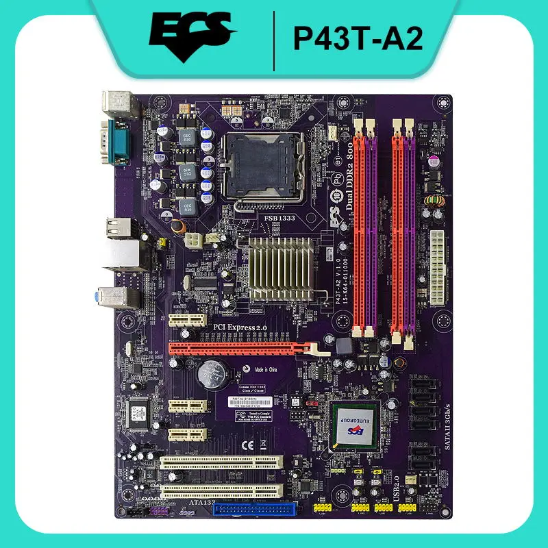 

ЕЭК P43T-A2 рабочего Материнская плата Intel P43 LGA 775 DDR2 16GB SATA II блок питания ATX используется комплект
