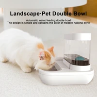 pet waterer cat dog bowl basin non wet mouth water feeder double bowl gravity filter automatic food feeder pets supplies