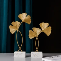 light luxury gold wrought iron ginkgo leaf furnishing creative household table top wine cabinet soft adornment room decoration