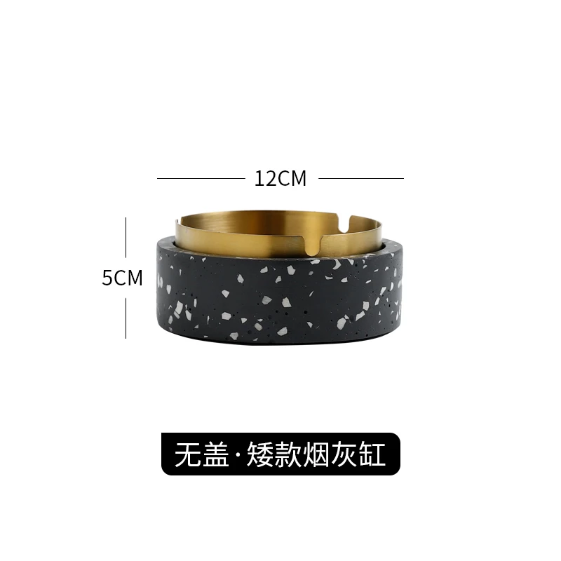 

Black Retro Ashtray Luxury Round Ashtray Portable Ashtray With Cover European Smoking Accessories Cendriers Smoking Set BK50YH