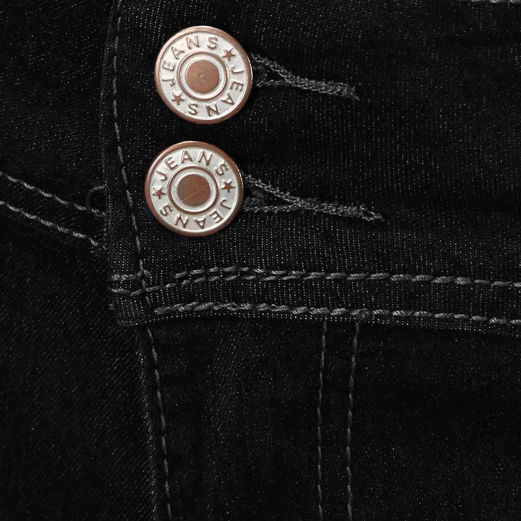 Женские джинсы больших размеров рваные стрейч зимние с высокой талией