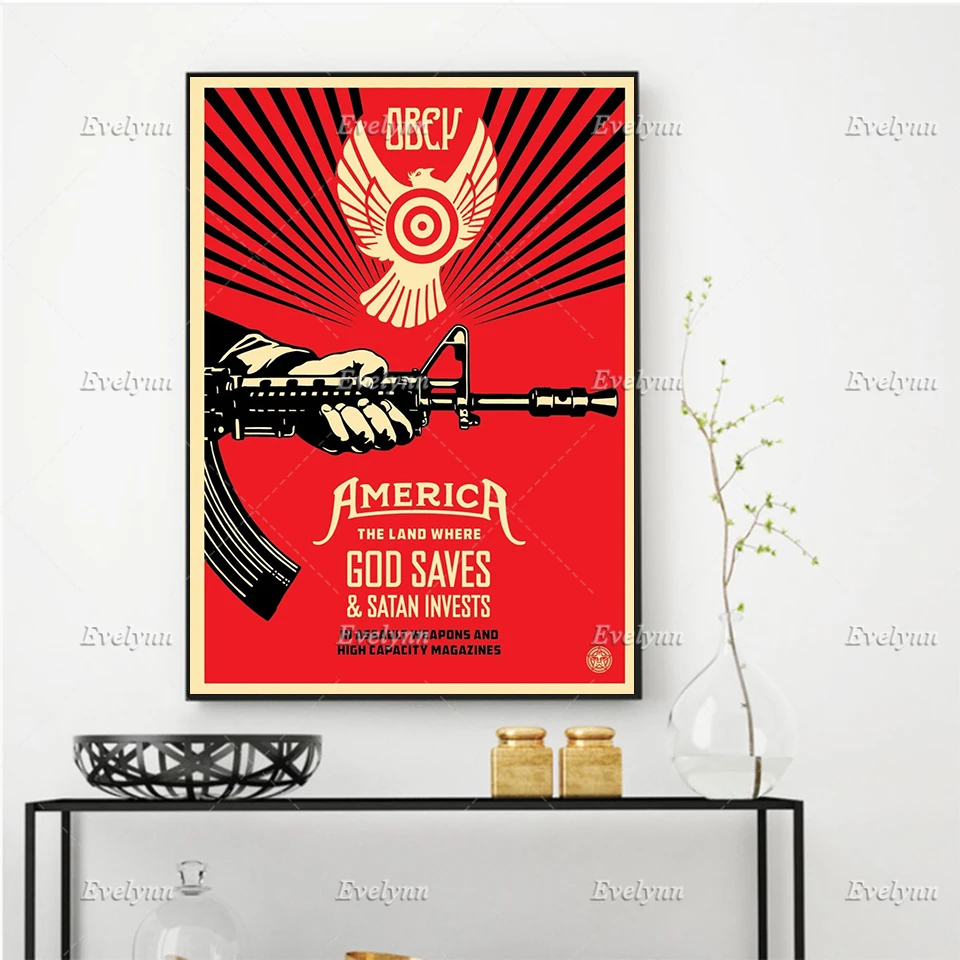 

Pop Art,'God-Saves-Satan-Invests',Retro Posters,Living Room Decoration Canvas Painting Home Decor Canvas Wall Art Prints Gift