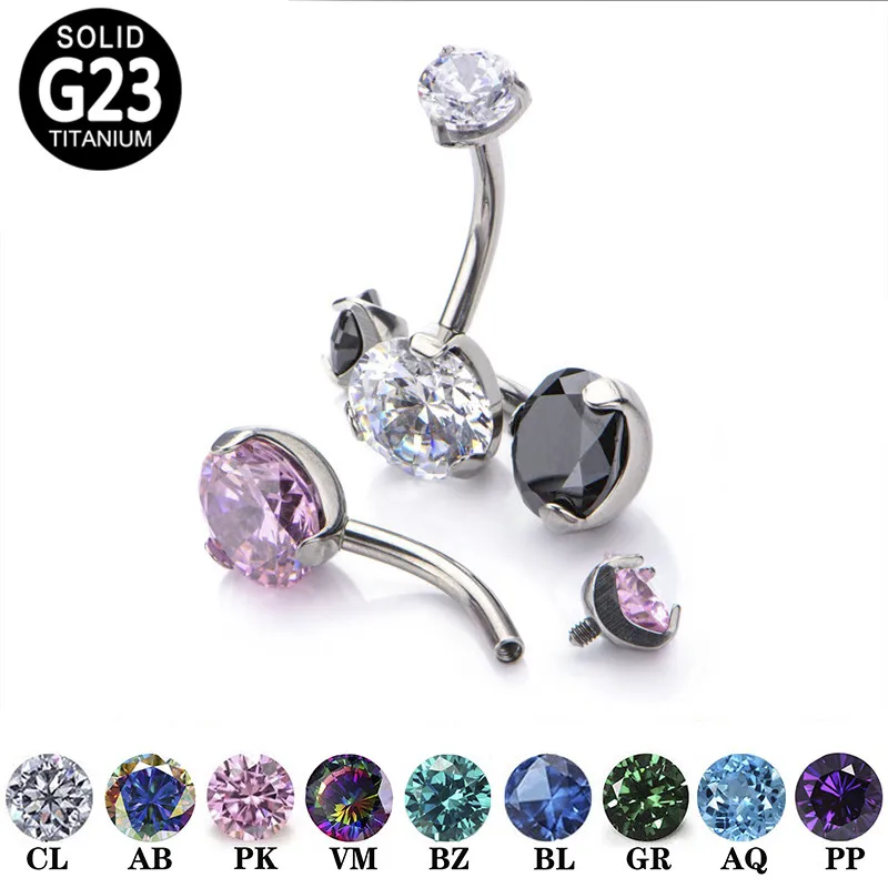 Серьги G23 с фианитом для пупка женские Ювелирное Украшение пирсинга кривыми