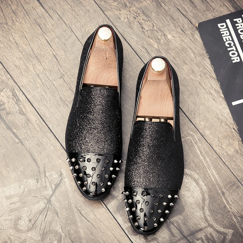 

Fashion Outdoor Rivet Leather Shoes Men New Slip On Loafers Casual Driving Shoes Business wedding flats driving Shoes men w5