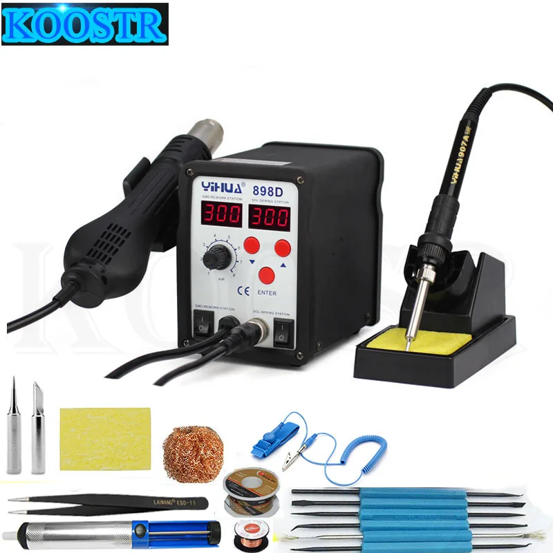 YIHUA 898D 2 в 1 700 Вт бессвинцовая пайка SMD паяльная станция цифровая паяльная станция и паяльная станция горячего воздуха