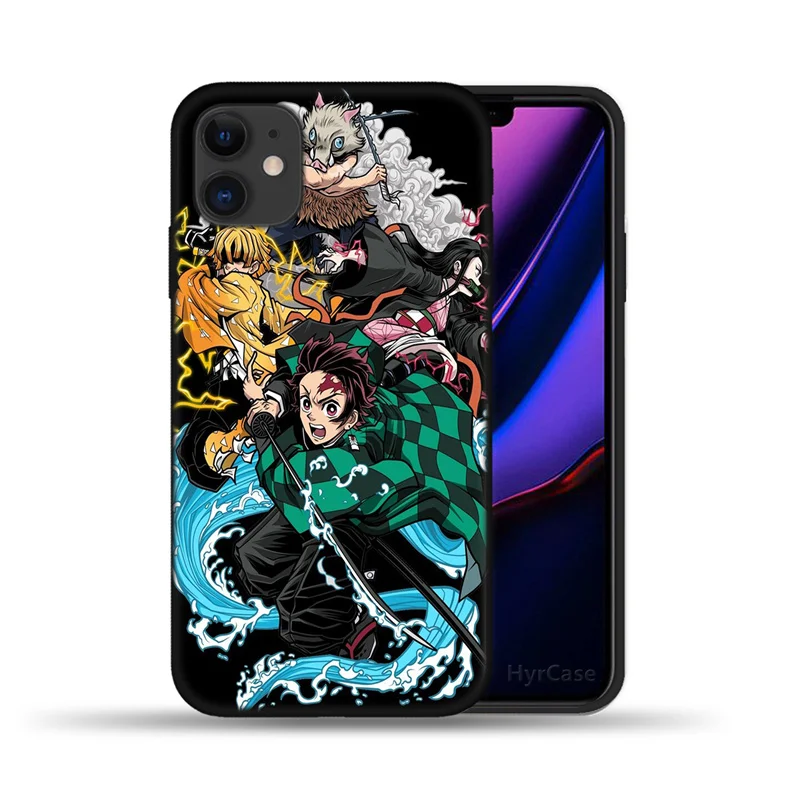 iphone 7 phone cases Demon Slayer Japan Anime Phone Case For iPhone 11 12 Pro Max X XS XR 6 6S 7 8 Plus 5S SE 2020 12Pro 12Mini Black Silicone Cover iphone 8 plus wallet case