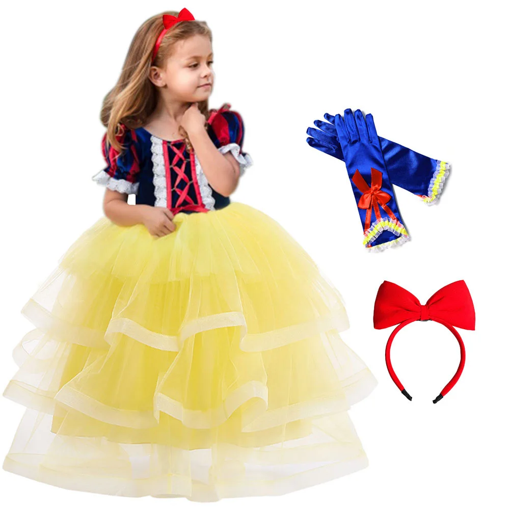 Платье принцессы Белоснежки детский Карнавальный костюм для девочек платье дня