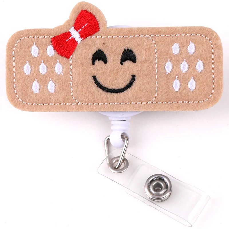 NENGDOU Band Aid Embroidery Retractable Card Holder Cute Cartoon Doctor Nurse Exhibition ID Name Badge Reel Office Supplies | Дом и сад