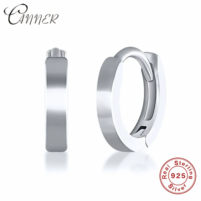 CANNER маленькие серьги кольца 100% 925 пробы Серебряные Круглые Серьги Huggie для женщин