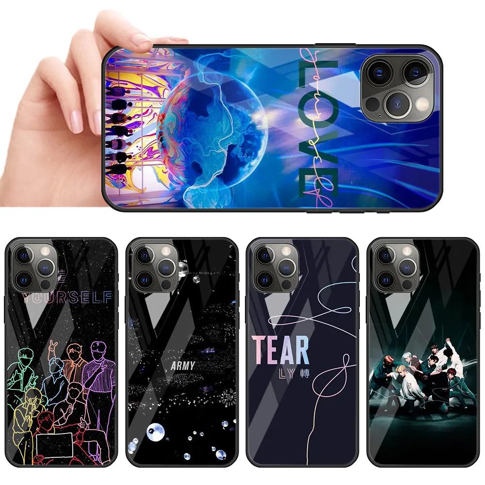 

Dynamite Kpop Boys Glass Call Phone Case For iPhone 11 13 Mini 12 Pro Max 7 8 Plus X XR XS 6 6s SE 2020 Cover Coque