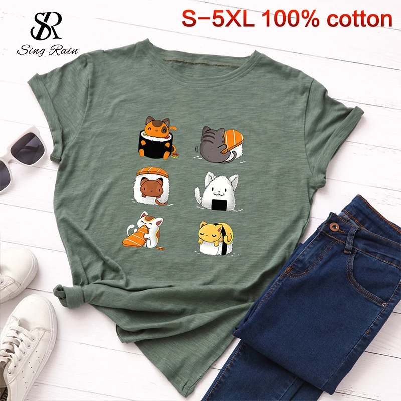 Футболка женская оверсайз с коротким рукавом х/б принтом | Женская одежда