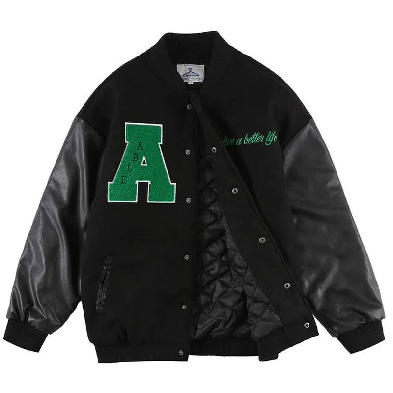 Куртка мужская зимняя из ПУ кожи с вышивкой и надписью | Мужская одежда