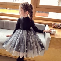 2022 kids spring autumn dresses for girls star sequins princess dress long sleeve party vestidos girls dress children clothing