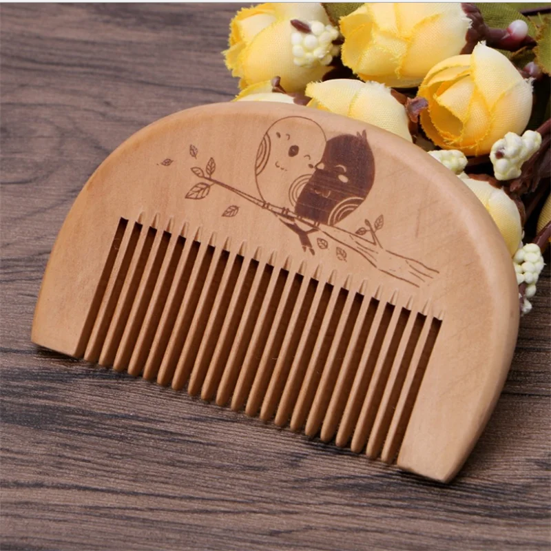 

Natural Peach Wood Comb Close Teeth Anti-static Detangling Beard Comb Head Massage Hair Brush Hair Care Tools