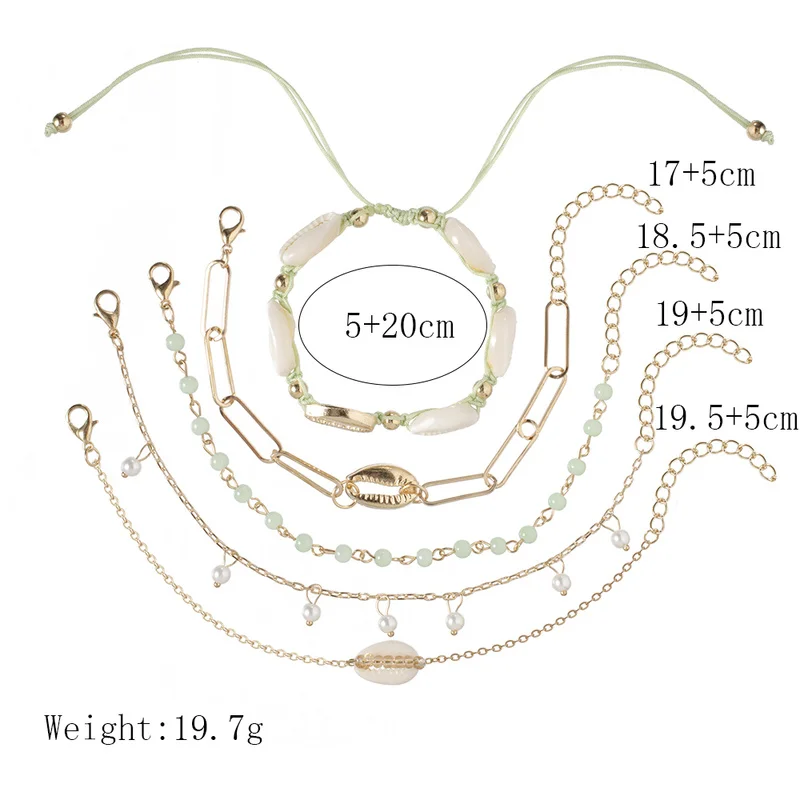 Sindlan 5 шт. богемные бусины из натуральной ракушки браслеты для женщин золотые