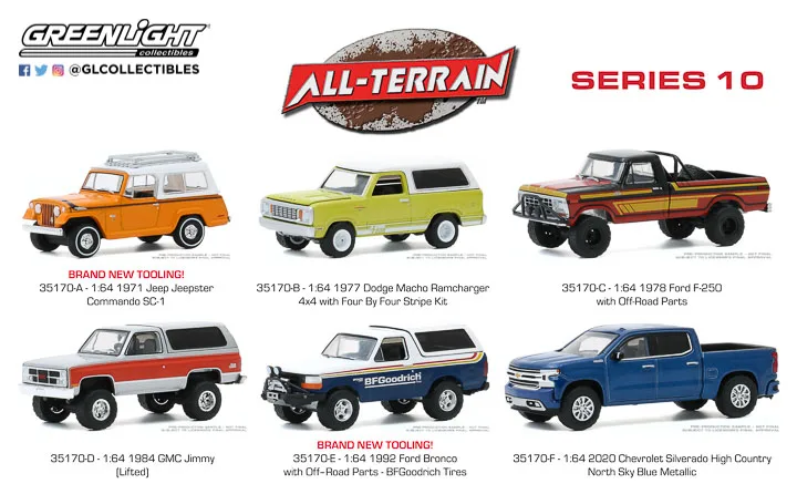 

GreenLight Car 1/64 All-Terrain 10 Collection Metal Diecast Model Cars Toys
