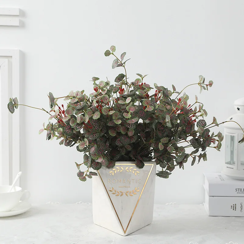 Искусственные растения шелковые листья бегонии пластиковая ветка для вазы