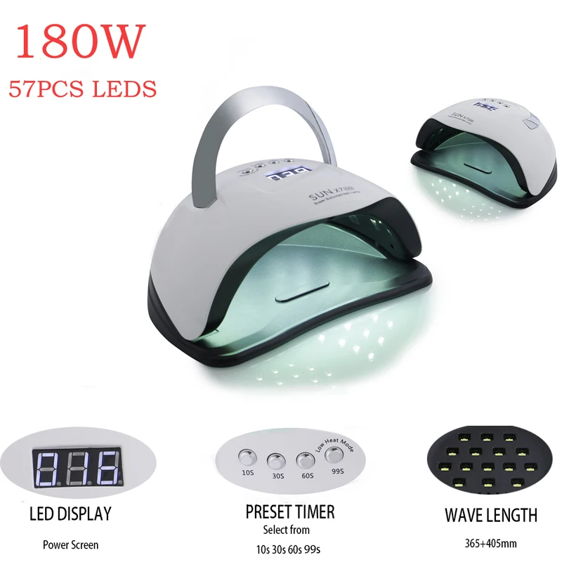 Лампа SUN X7 MAX УФ светодиодный LED для маникюра 114 Вт с датчиком и ЖК дисплеем сушилка