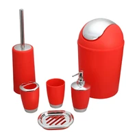 6pcs bathroom accessories set plastic toothbrush holder bin soap dish dispenser tumbler toilet brush for home clean tool