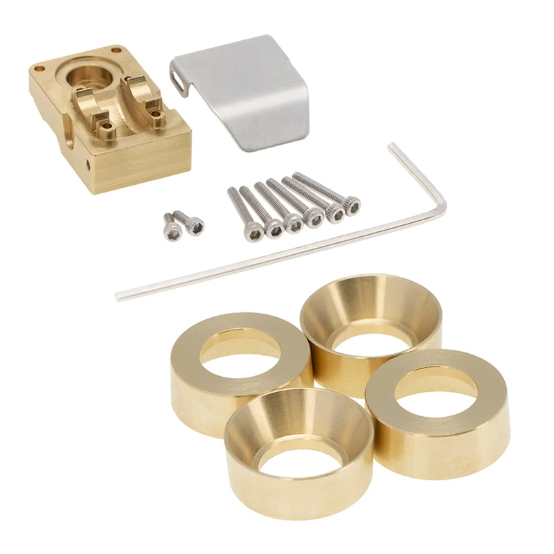 

1 Set Brass Differential Cover Bridge Axle Cover & 1 Set Brass Heavy Duty Wheel Hub Counterweight