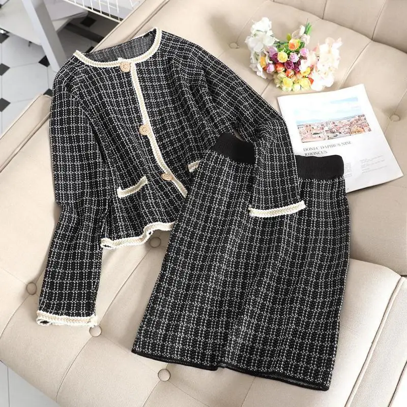 Новые женские весна осень из двух частей винтажные плед костюмы однобортный