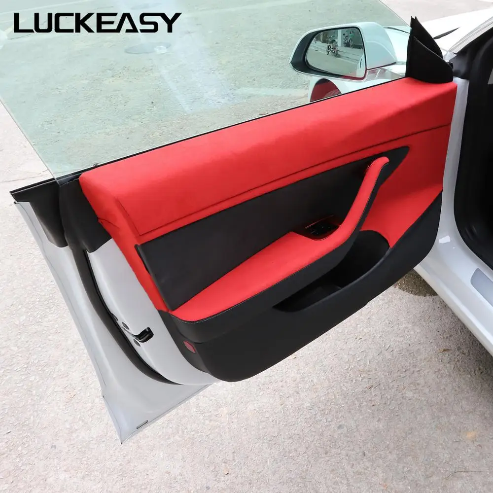 Откидной меховой дверной подлокотник LUCKEASY Защитная пленка для Tesla model 3 2017-2020