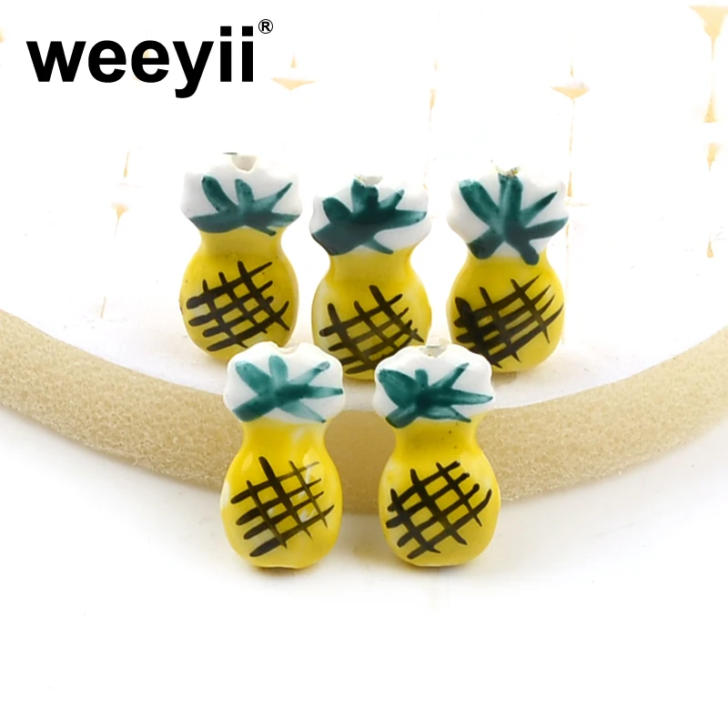 

Милые Мультяшные желтые ананасы ручной работы, керамические бусины для изготовления ювелирных изделий, браслетов 11x21 мм, «сделай сам», фрук...