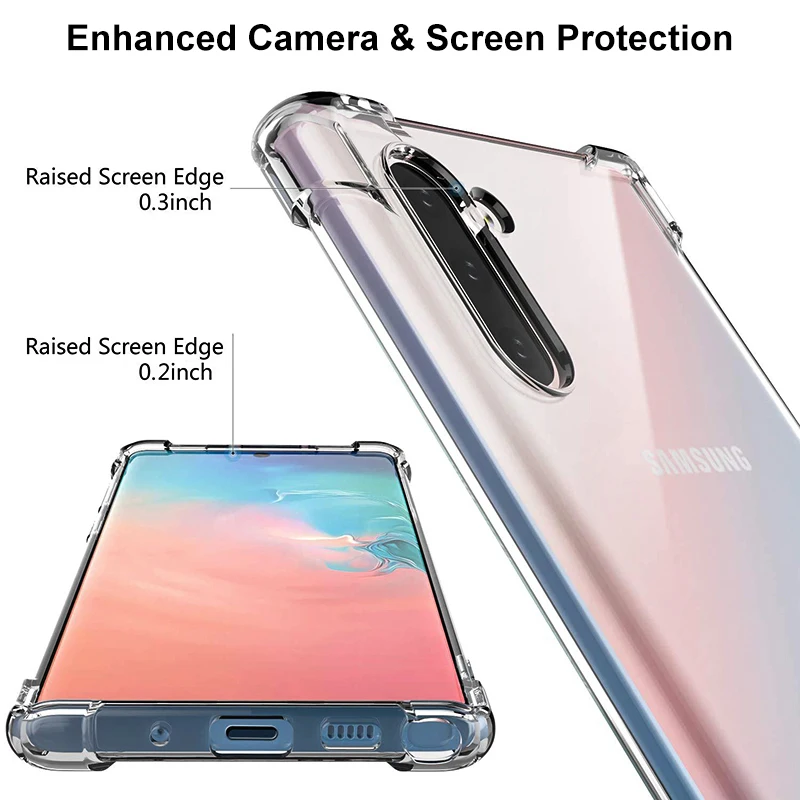 Прозрачный чехол FLOVEME для Samsung Note 10 противоударный из ТПУ Galaxy Plus + 9 8 S8 S9 S10 S10E S20 |