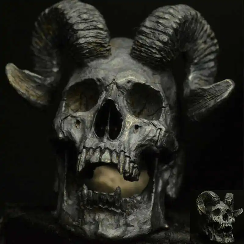 Кольцо с головой козы и антилопы кольцо большой овцы звездами зодиака знаками Wicca