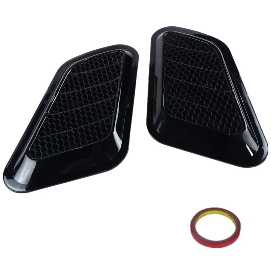 

2pcs Universal Fit ABS Gloss Black Car Air Flow Intake Scoop Hood Bonnet Vent Front Engine Cover Vehicle Auto Decorative Sticker