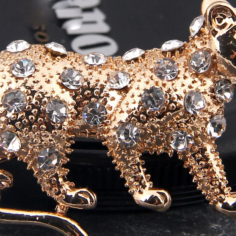 Cute Shiny Rhinestone Animal Leopard Dog Hollow out Heart Brooch Unisex Collar Pin Broches Jewelry Corsage Coat Accessories Gift | Украшения