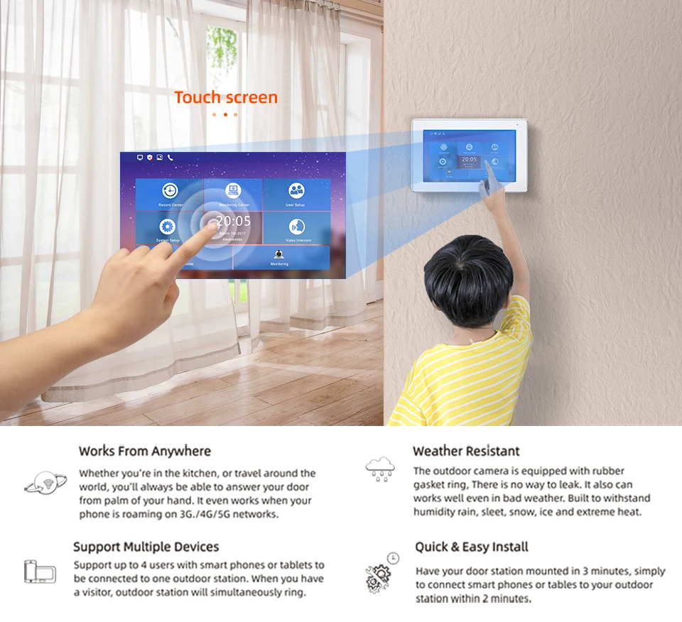 Jeatone Smart Home 7 inch IP WIFI Video Intercom--- Monitor only TUYA APP Custom collocation enlarge