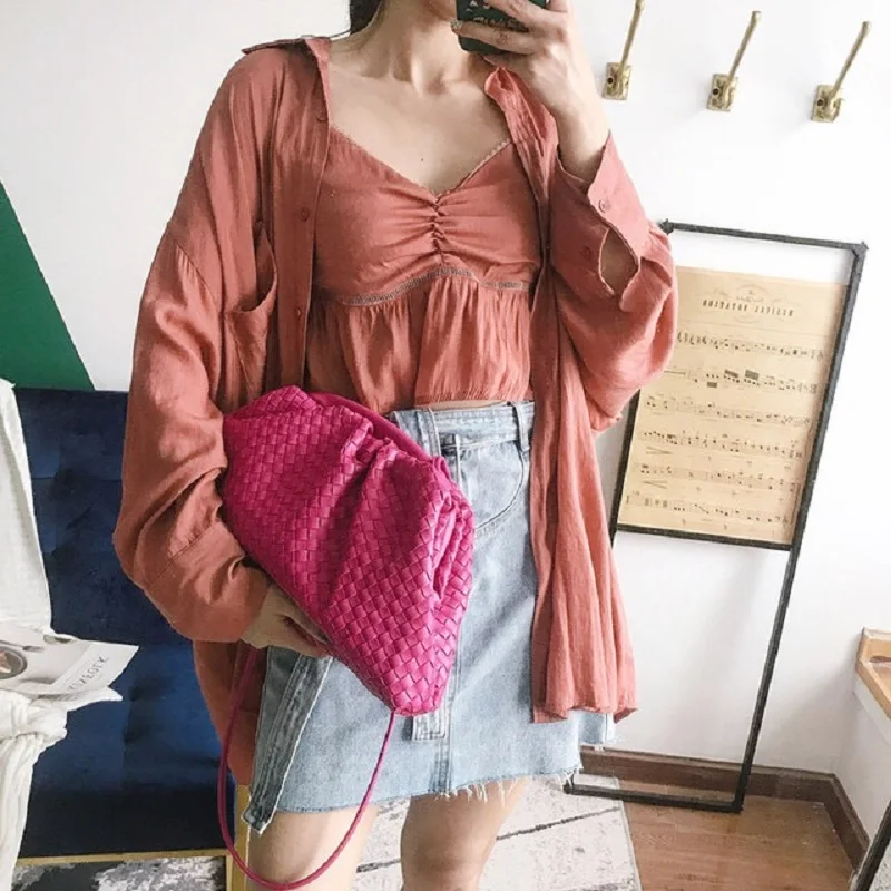 Роскошные сумки женские повседневного дизайна из плетеной ткани пельменки сумка