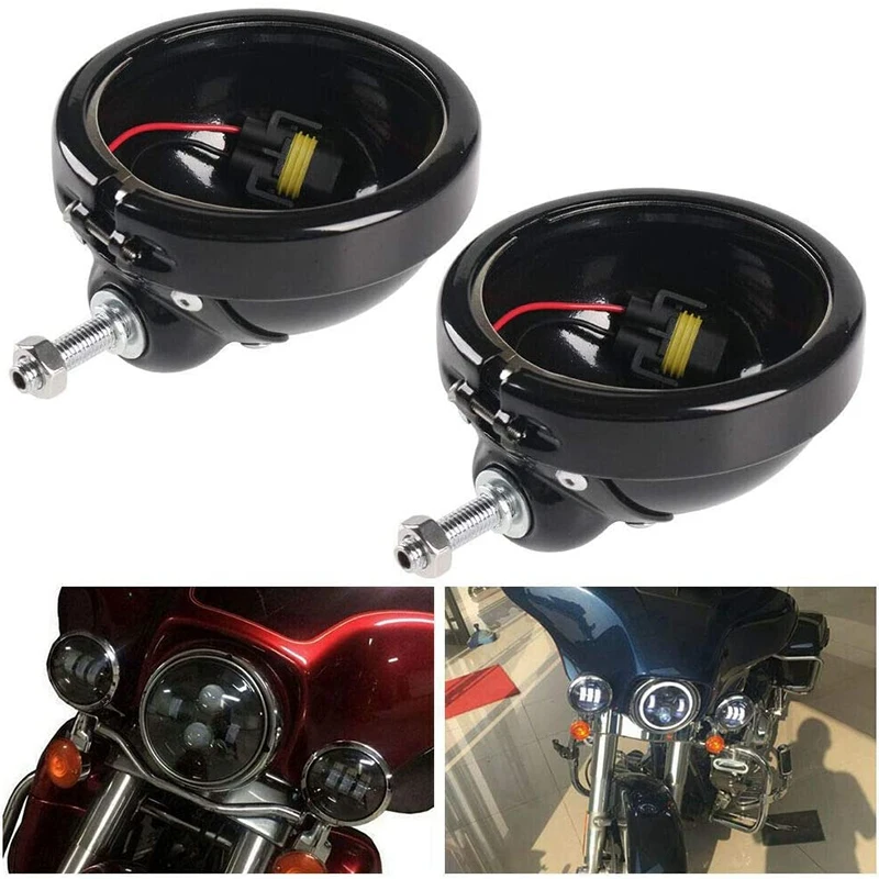 

Motorcycle 4-1/2 Fog Lights 4.5 Inch Led Passing Lamp Mount Ring Bucket