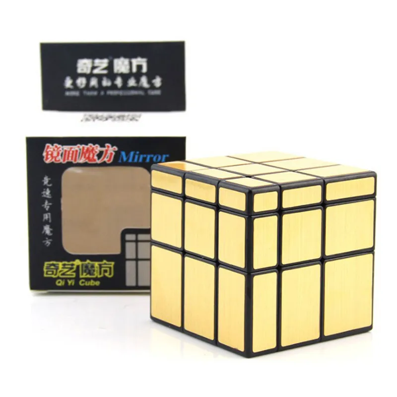 Golden Qiyi магический куб зеркало 3x3 головоломки игрушки красочные Развивающие игрушки для детей, взрослых, выделите Стикеры высокое качество - Цвет: Golden