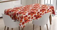 Red Poppy Flowers Watercolor Paintbrush Style Effect Nature Idyllic Print Rectangular Table Cover For Dining Decor