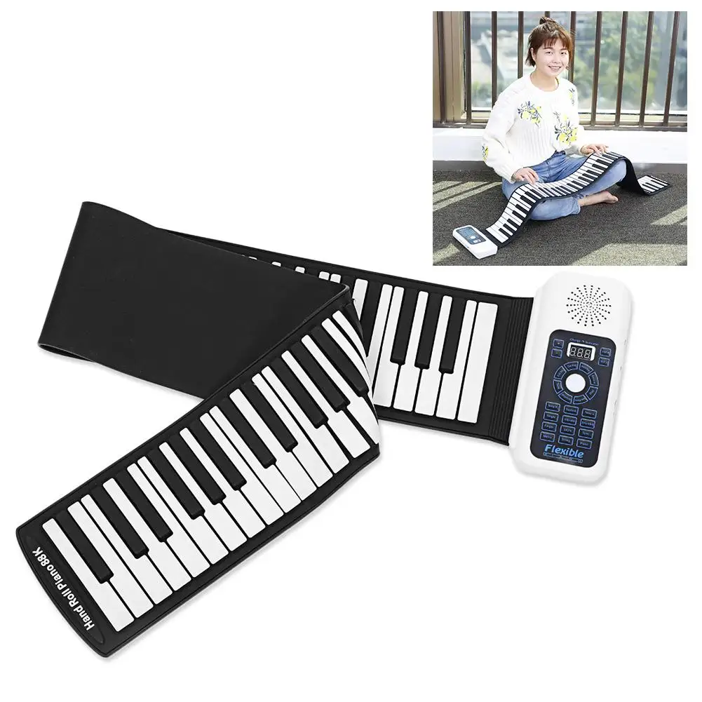 

88-key Roll Up Piano Silicone Portable Soft Flexible Keyboard Electronic Digital Keyboard Piano Organ with Horn 2020 Hot