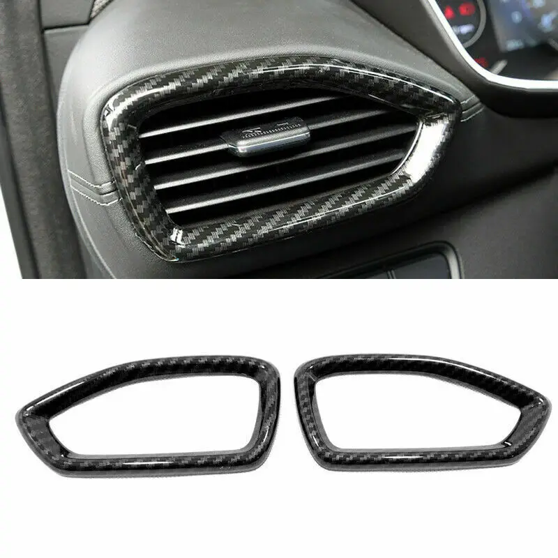 

For Hyundai Santa Fe 2019 2020 Carbon Fiber Look Dashboard Air Vent Frame Cover
