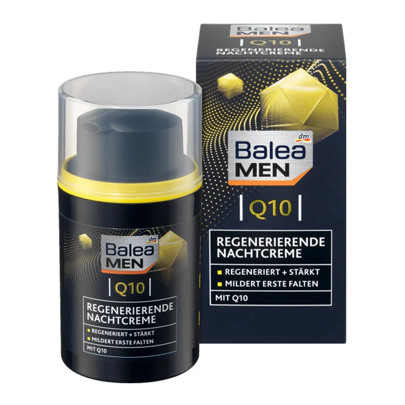 

Balea Energy Q10 Regenerating Night Cream for Tired Men's Skin Tightening with Q10 Shea Butter Formula Fresh Powerful Radiance