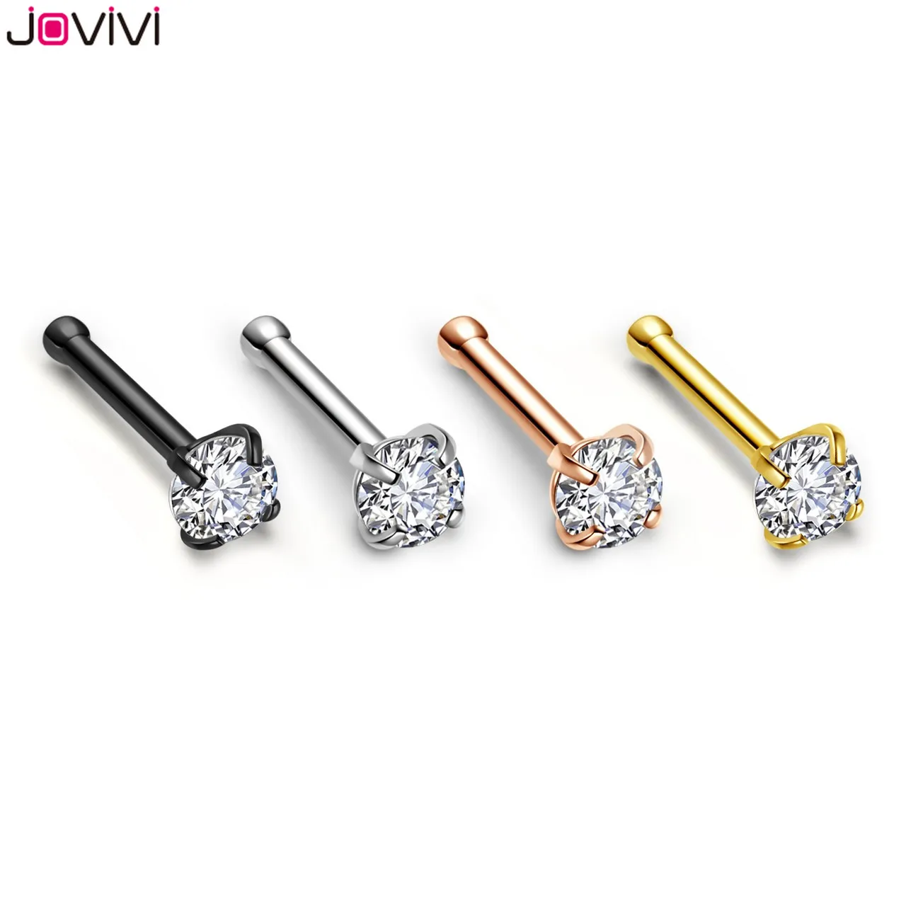 Серьги гвоздики JOVIVI из нержавеющей стали для пирсинга ноздрей 20 г Прямая Форма