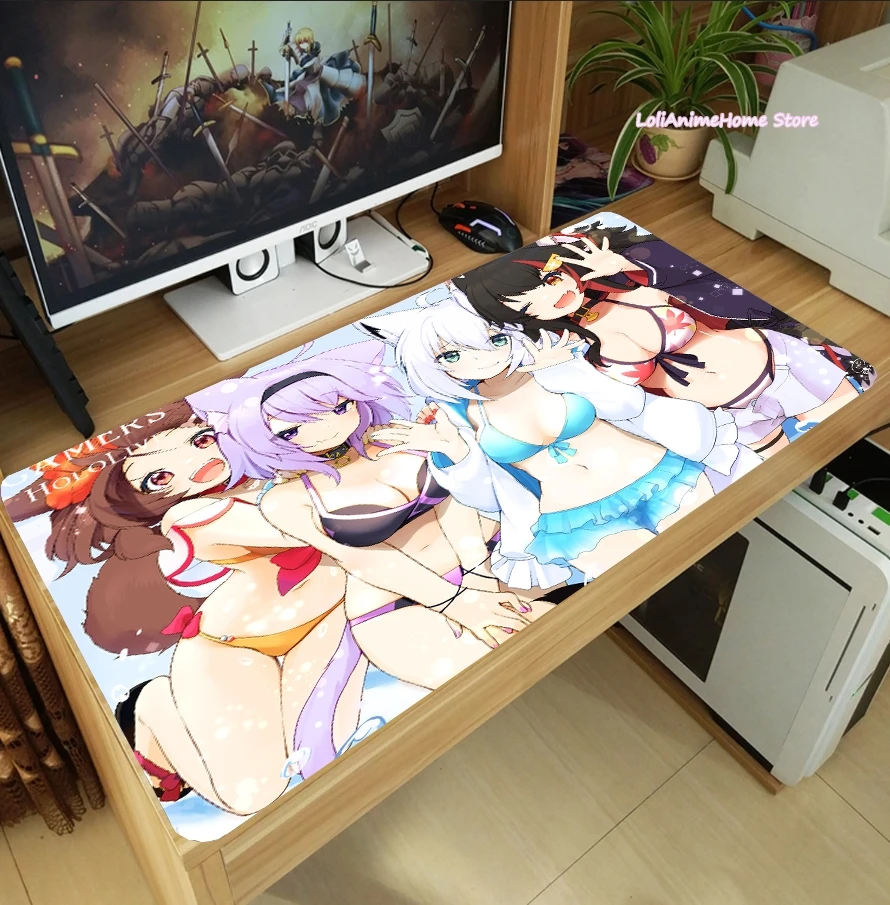 Игровой коврик для мыши Shirakami Fubuki Ookami Mio Hololive YouTuber косплей ноутбука Настольный