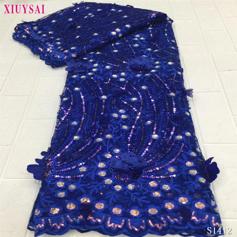 Африка кружевной 2020 сетчатая ткань с блестками ажурная гофрированная Блестки из