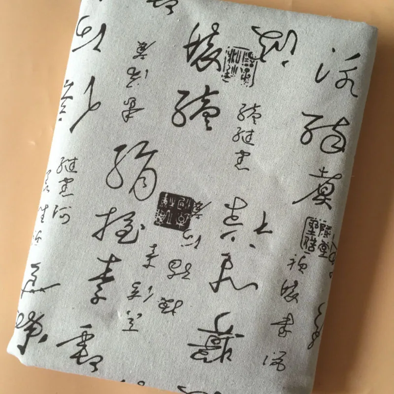 Винтажная конопляная льняная ткань с китайскими иероглифами сделай сам для