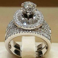 milangirl female crystal white round ring set brand luxury promise engagement ring vintage bridal wedding rings women