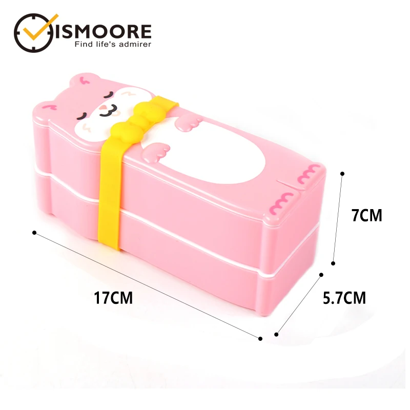 Портативный мини Bento Box контейнеры для детей милый двойной Штабелируемый