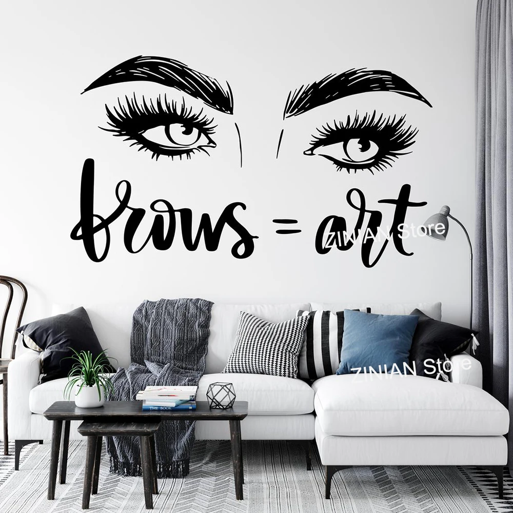 Художественные настенные наклейки для бровей виниловые макияжа салона красоты