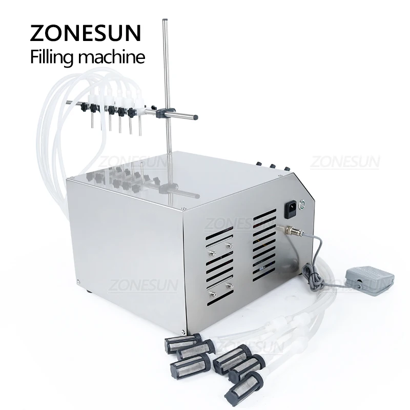 

ZONESUN 6 Nozzles Electric Digital Liquid Filling Machine Juice Water Bottle Filler Packing Machinery