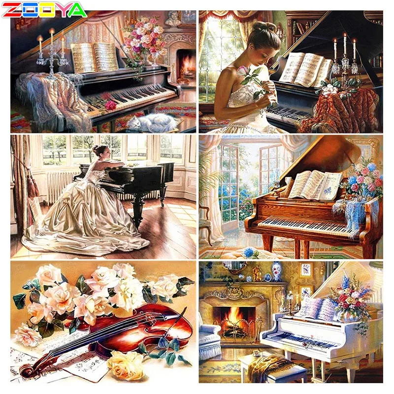 5D алмазная вышивка продажа портрет девушка фортепиано Алмазная картина Полный