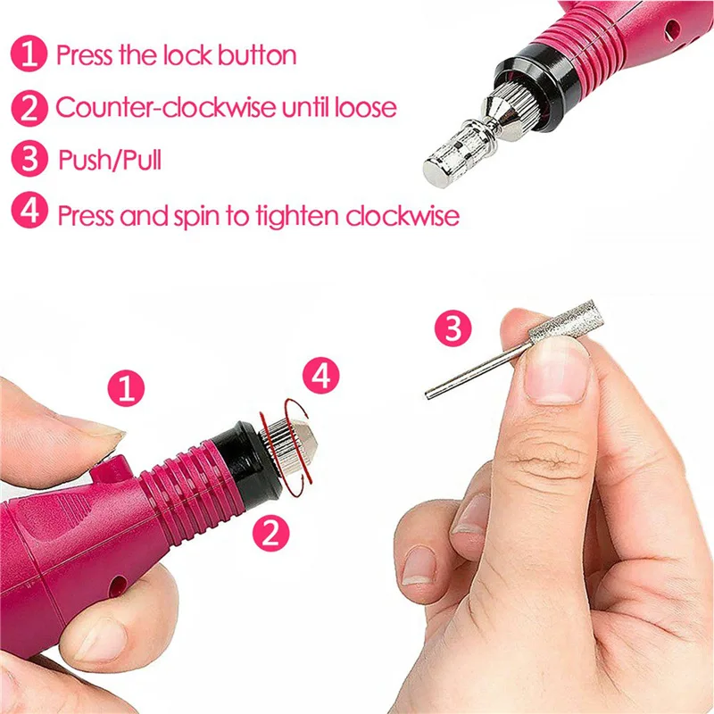 

36W USB 1set Power Professional Electric Manicure Machine Pen Pedicure Nail File Nail Tools 6 Bits Drill Nail Drill Machine Tool